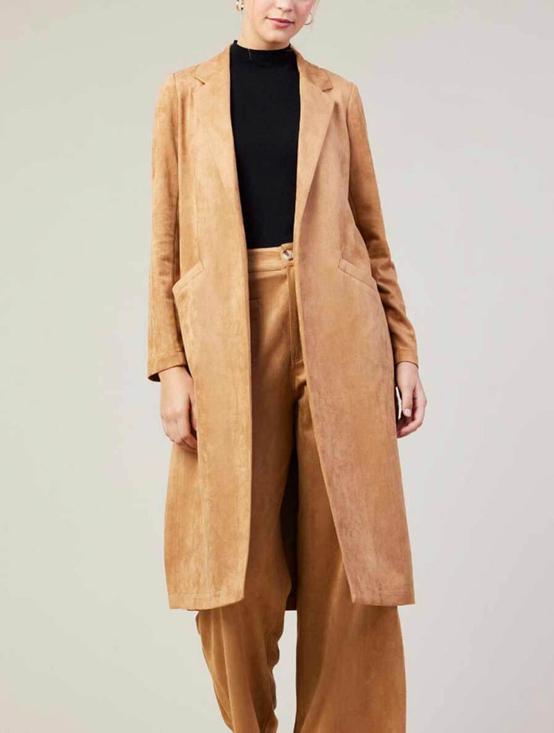 Faux Suede Duster