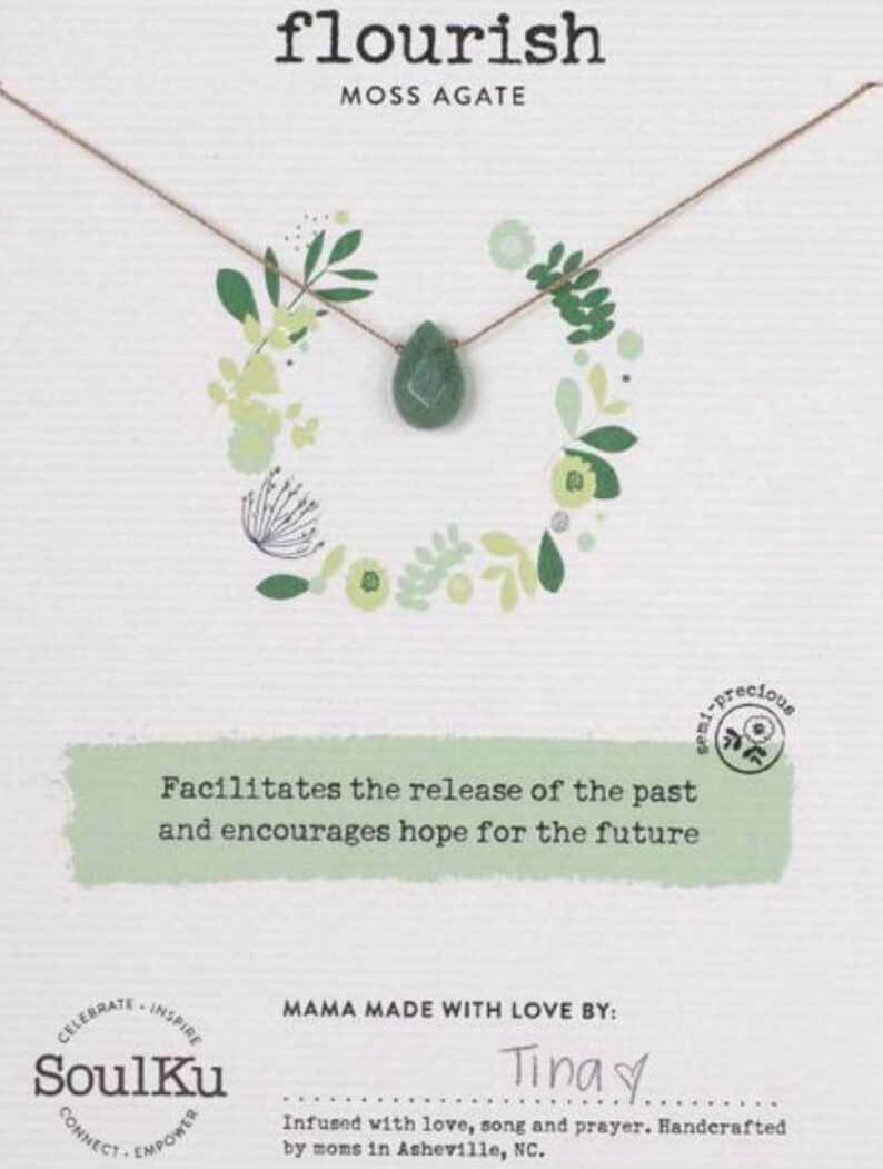 SoulKu Soul-Full of Light "Flourish" Necklace in Moss Agate