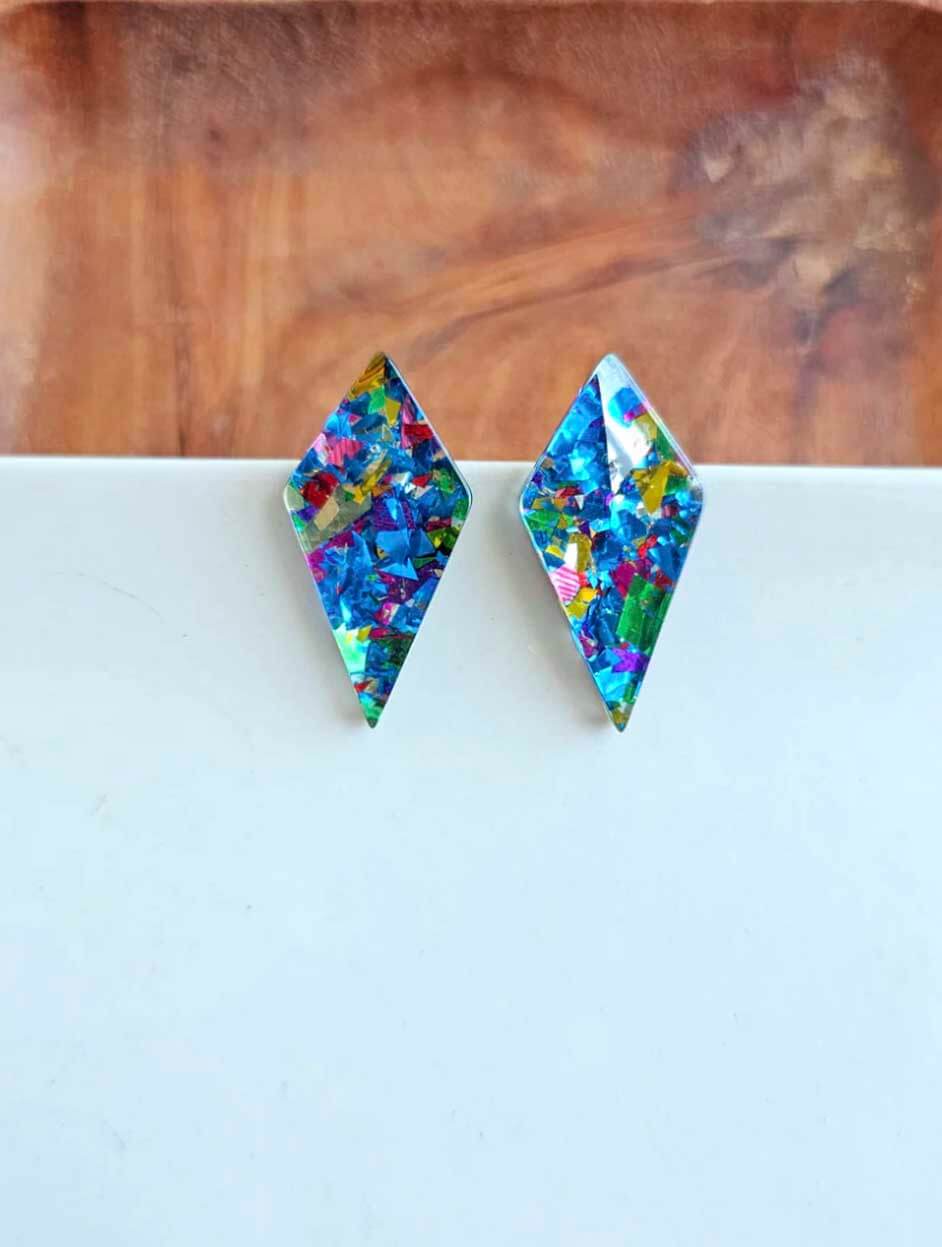 Crystal Stud Earrings in Blue Sparkle