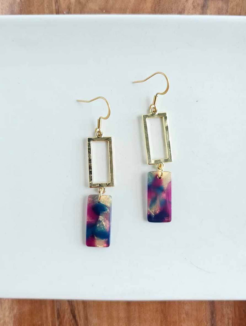 Raya Earrings in Gold/Navy/Maroon