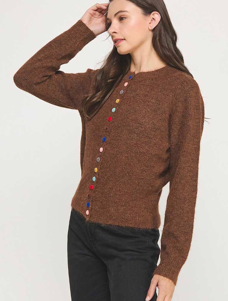Multi Color Button Knit Cardigan