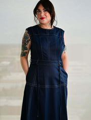 Top Stitch Sleeveless Long Dress