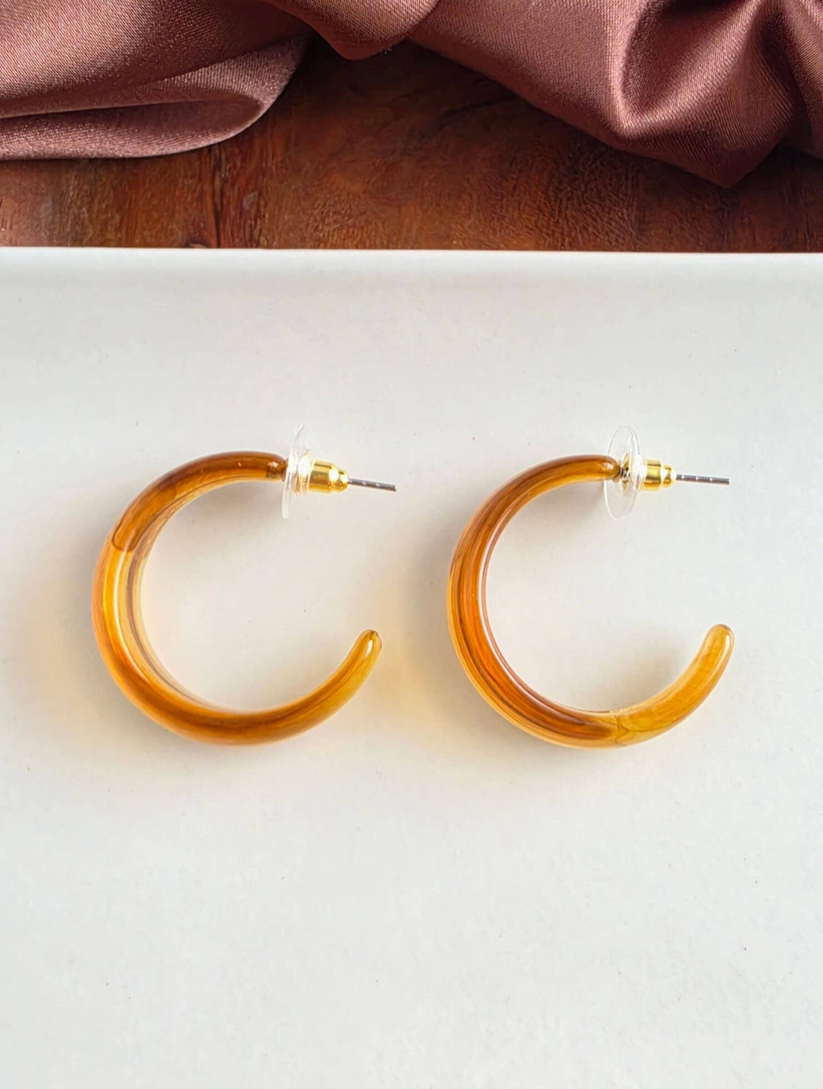 Tara Light Amber Resin Hoops