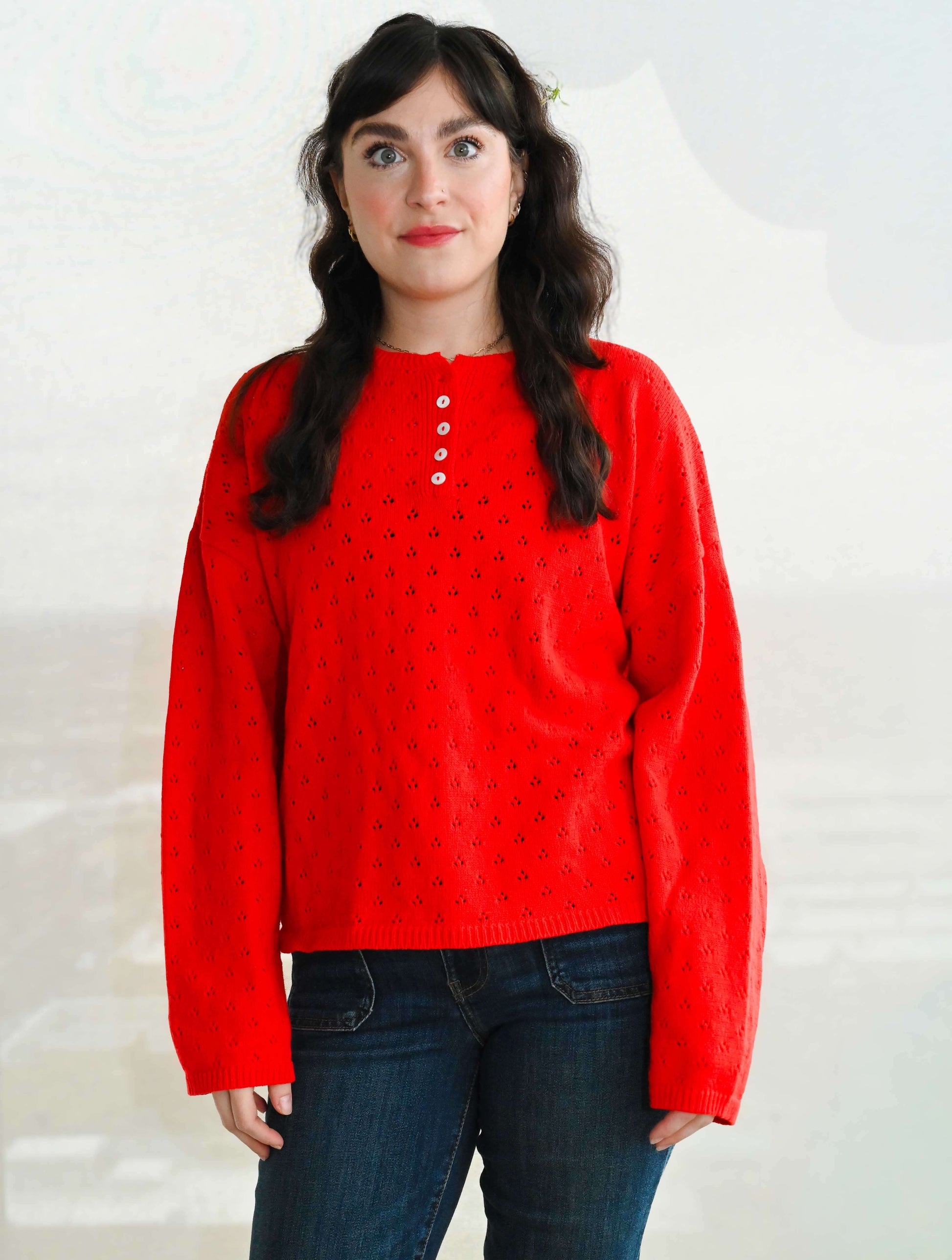 Eyelet Pull Over Sweater