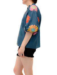 Embroidered Puff Sleeve Top