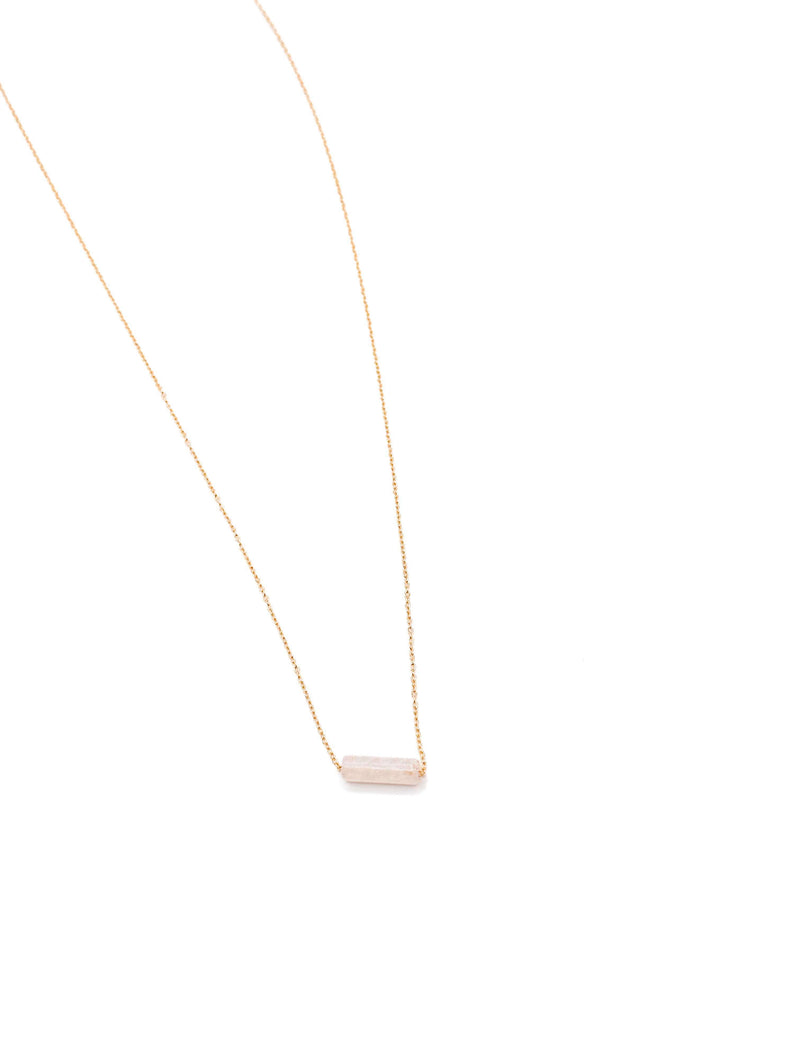 Rose Quartz Bar Necklace in Gold