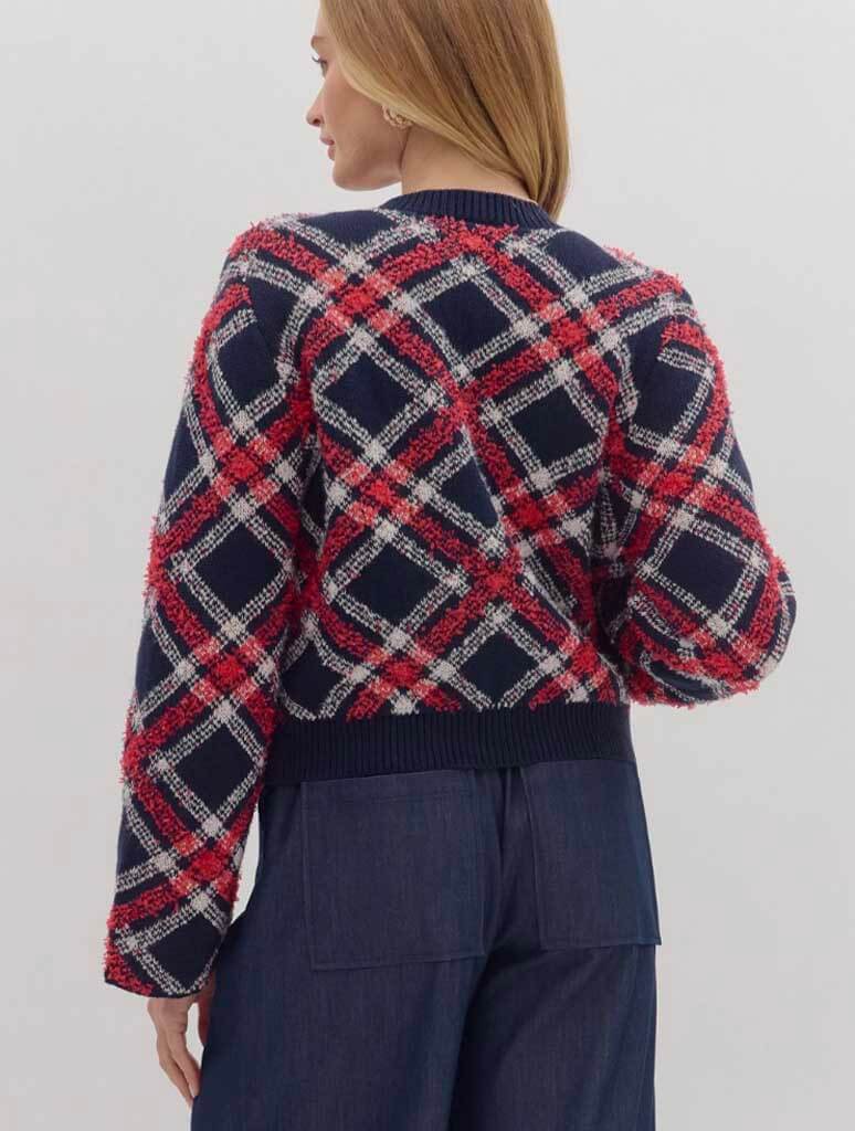 Fuzzy Plaid Cardigan