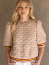 Quilted Striped Band Knit Top