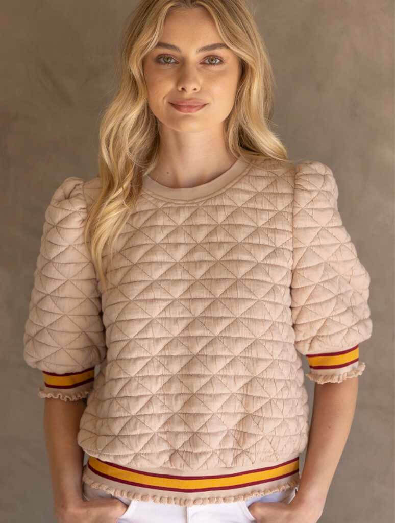 Quilted Striped Band Knit Top