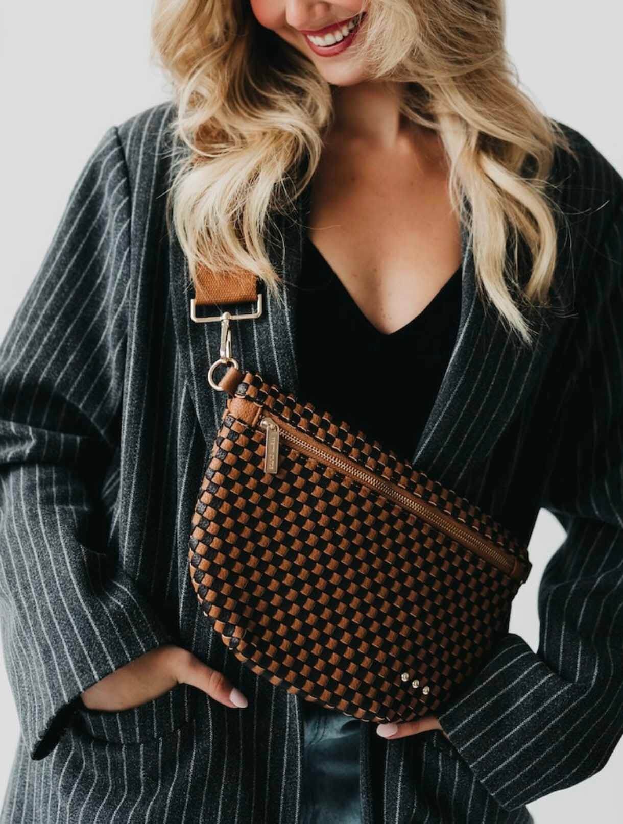 Westlyn Woven Bum Bag with Studded Detail