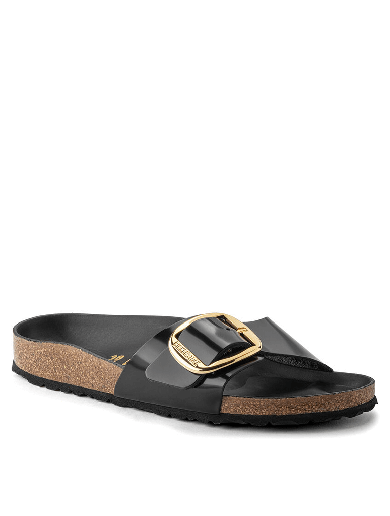 Birkenstock Madrid Big Buckle Sandal in High Shine Black