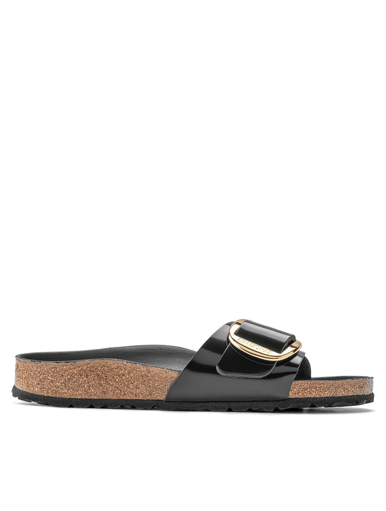 Birkenstock Madrid Big Buckle Sandal in High Shine Black