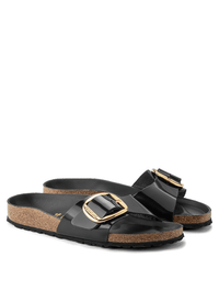 Birkenstock Madrid Big Buckle Sandal in High Shine Black