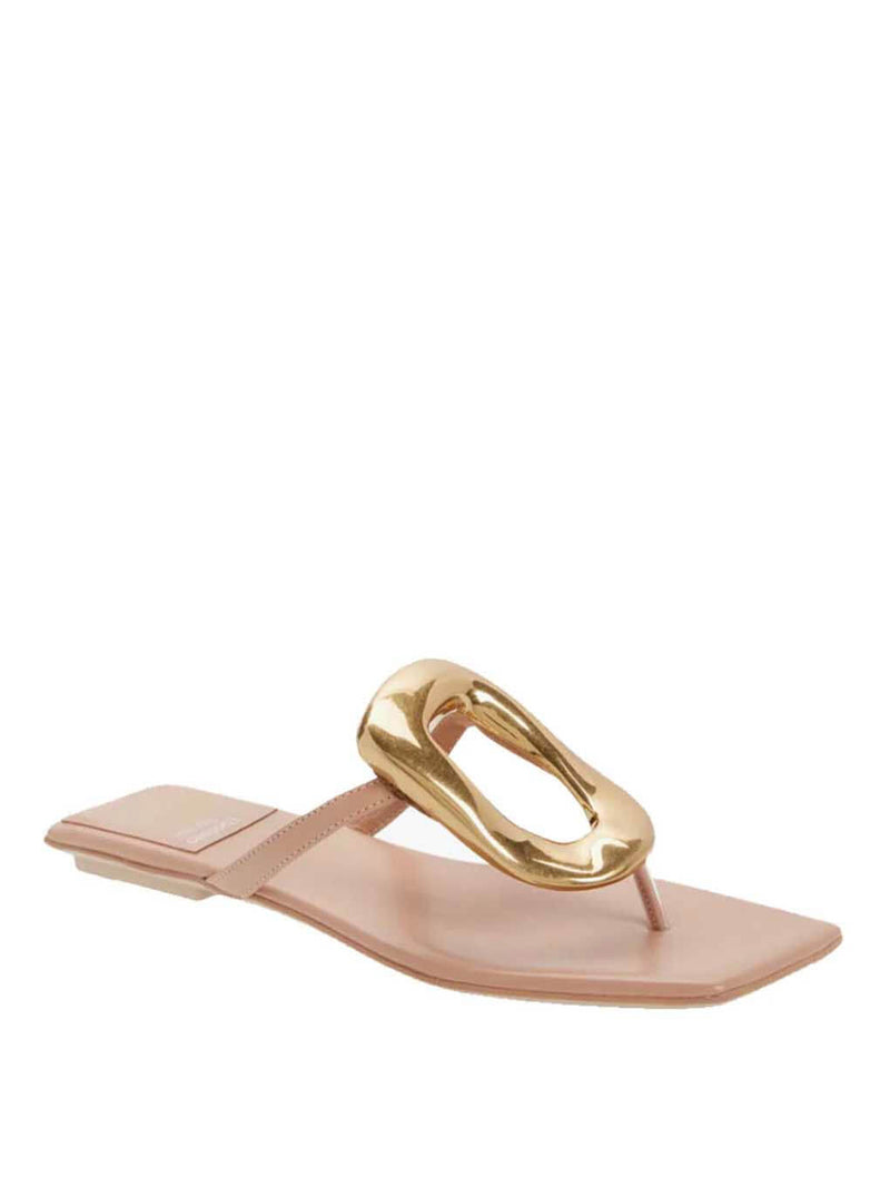 Jeffrey Campbell Linques 2 Flip Flop in Natural/Gold 195832355753