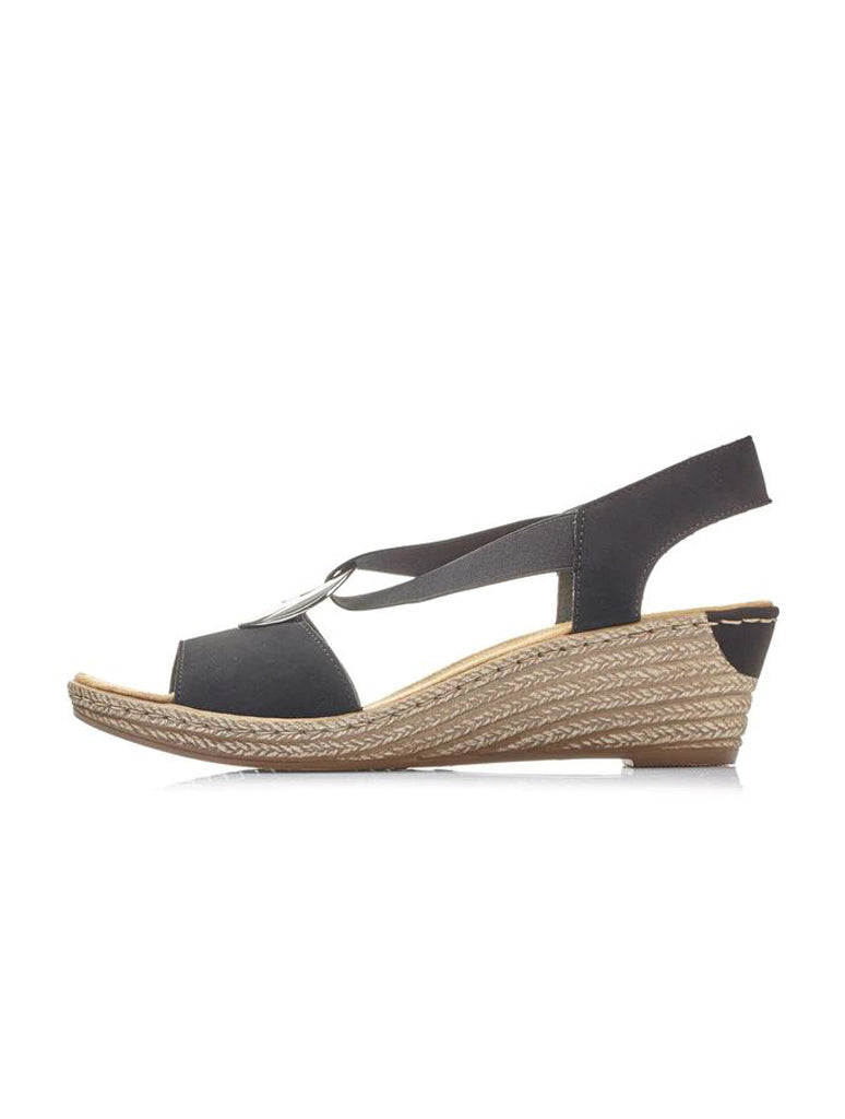 Rieker 624H6-00 Fanni Wedge Sandal in Black