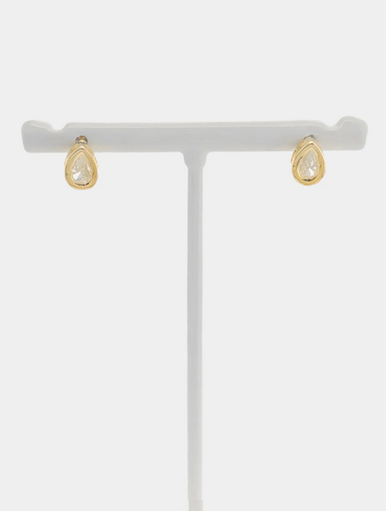 Teardrop Crystal Studs in Gold