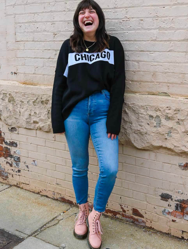 "Chicago" Stripe Sweater in Black/White