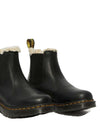 Dr. Martens 2976 Leonore Faux Fur-Lined Chelsea Boot in Black Burnished Wyoming