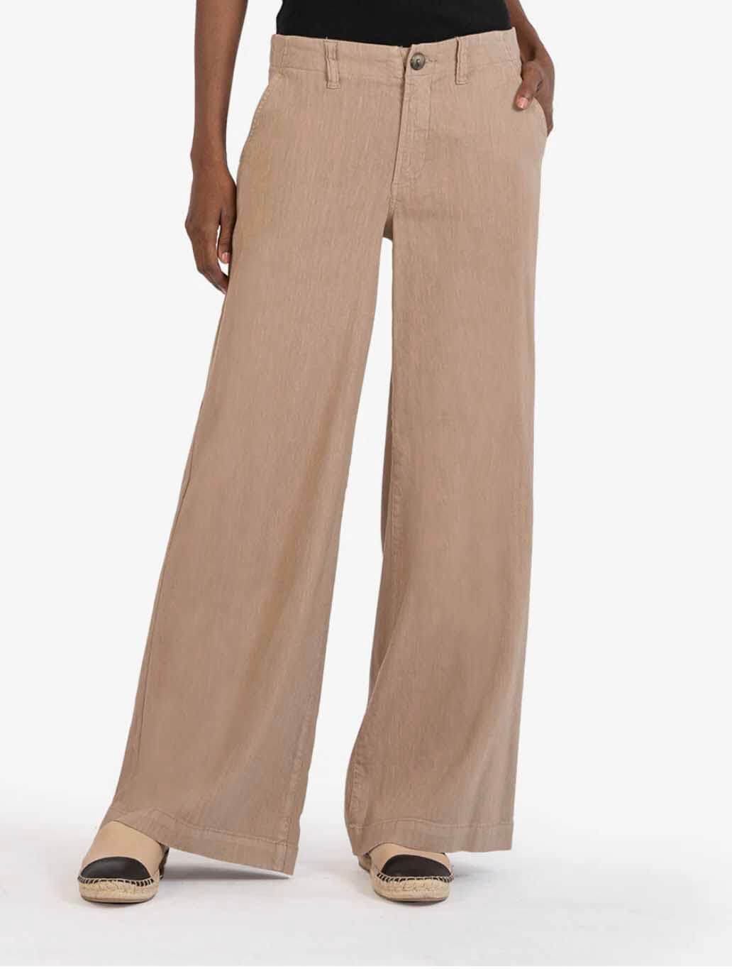 Kut From The Kloth Meg Linen Pants in Khaki 654874560045