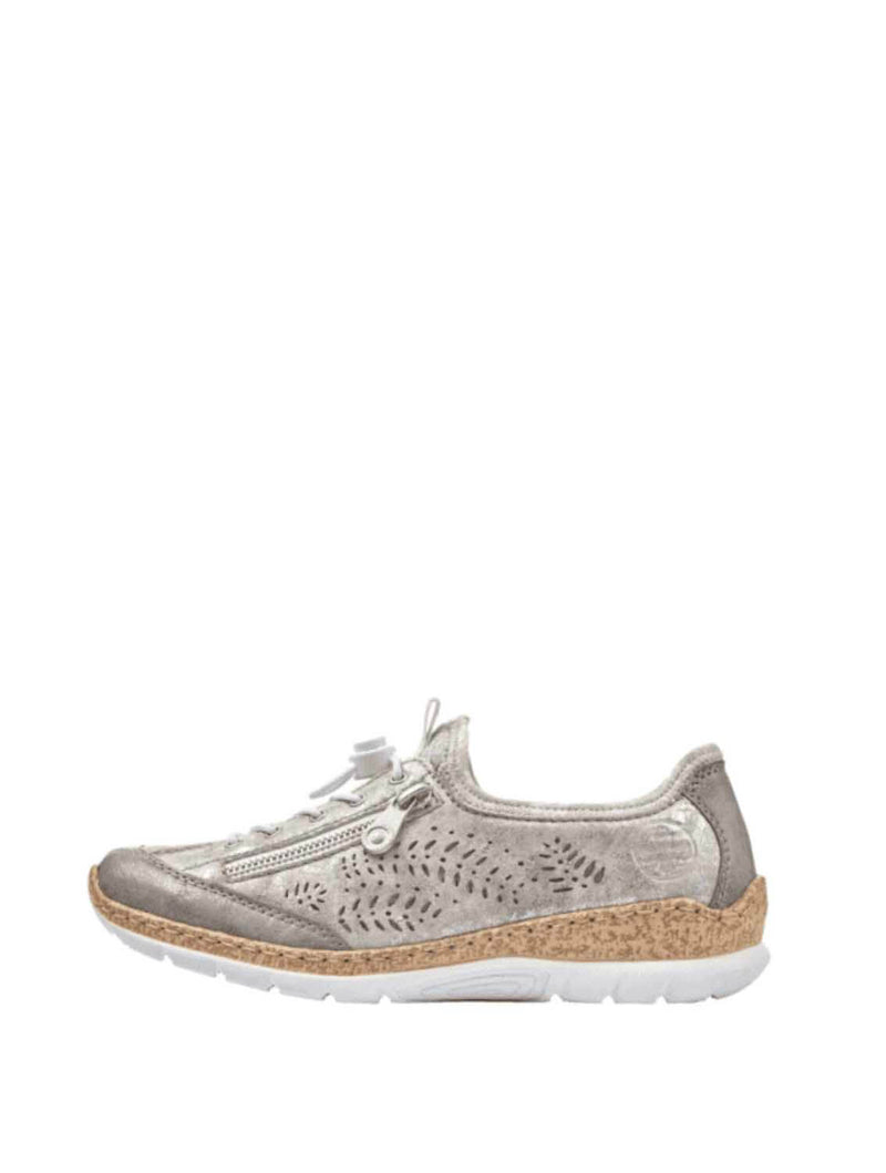 Rieker Nikita N42K6-40 Sneaker in Grey/Rose Metallic