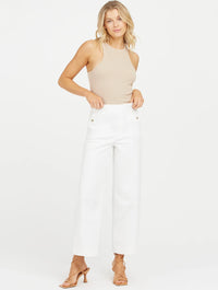 Spanx Stretch Twill Cropped Wide Leg Pant in Bright White