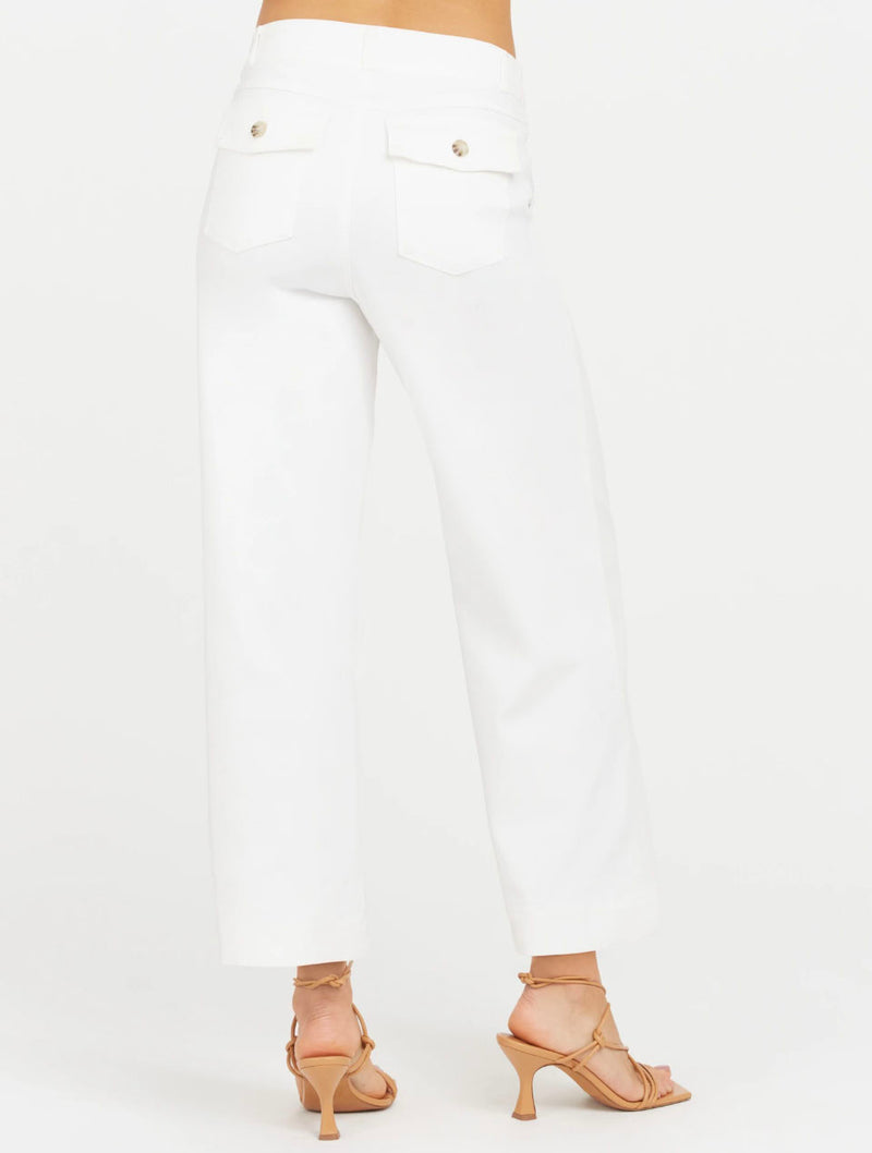 Spanx Stretch Twill Cropped Wide Leg Pant in Bright White